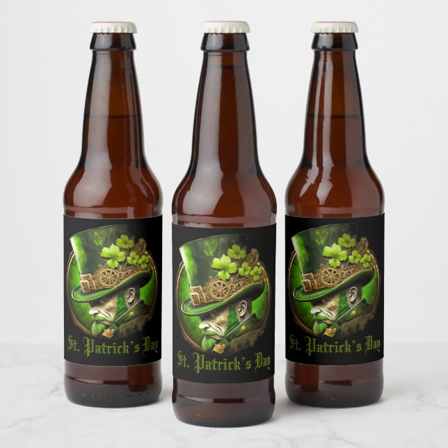 Étiquette Pour Bouteilles De Bière Texte personnalisé Mécanique Tophat Saint Patrick' (Bouteilles)