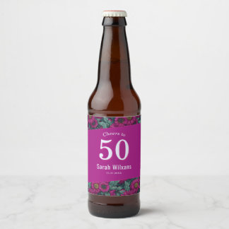Étiquette Pour Bouteilles De Bière Thème Daisy Joyeux Anniversaire Célébration Violet