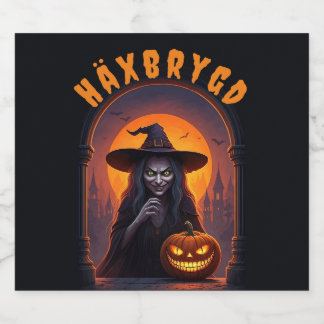 Étiquette Pour Bouteilles De Bière Thème de fête d'Halloween — Häxbrygd