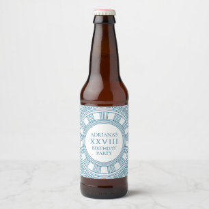 Étiquette Pour Bouteilles De Bière Thème de fête grecque avec motif bleu