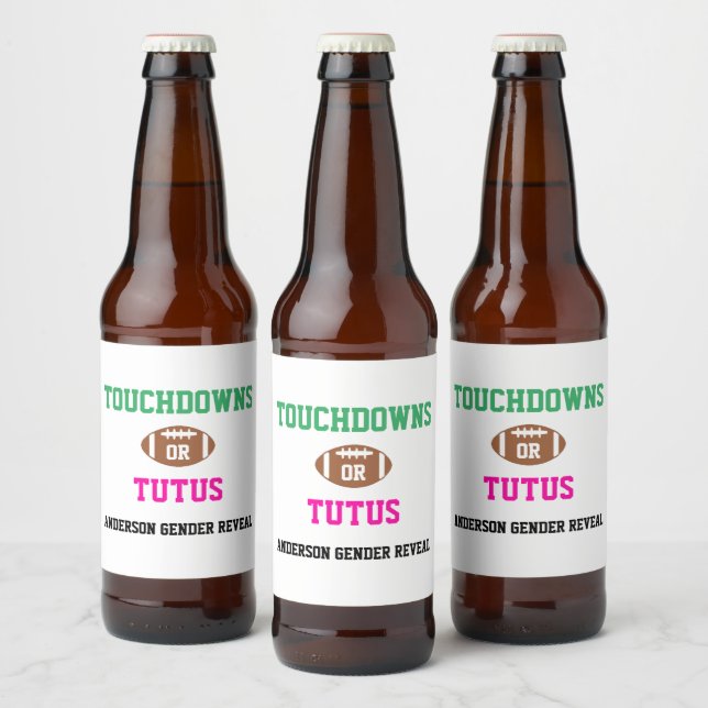 Étiquette Pour Bouteilles De Bière Touchdowns ou Tutus Genre Reveal (Bouteilles)