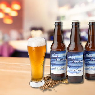 Étiquette Pour Bouteilles De Bière Touches de pinceau aquarelle bleu marine moderne s