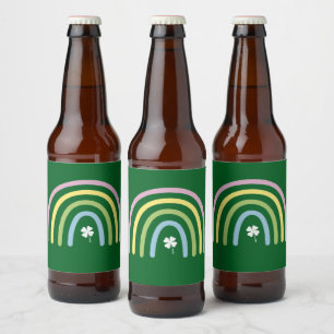 Étiquette Pour Bouteilles De Bière Trèfle à quatre feuilles Arc-en-ciel Fête de la Sa