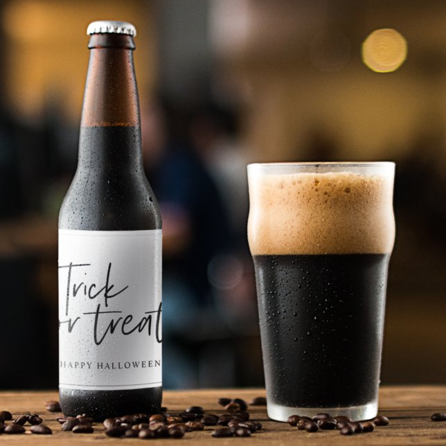 Étiquette Pour Bouteilles De Bière Trick and treat | Happy Halloween (Créateur téléchargé)