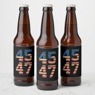 Étiquette Pour Bouteilles De Bière Trump 2024 45 47 Drapeau Américain Vintage Rétro 4