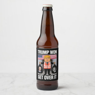 Étiquette Pour Bouteilles De Bière Trump a gagné, passez à autre chose, Maga a gagné 