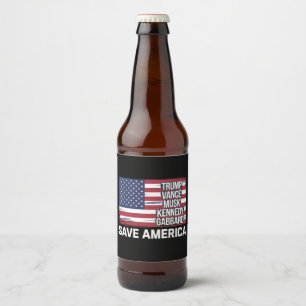 Étiquette Pour Bouteilles De Bière Trump Vance Musk Kennedy Gabbard 2024 Sauvez l'Amé