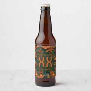 Étiquette Pour Bouteilles De Bière Tulipes Orange Éditable Fleurs Bohème Anniversaire
