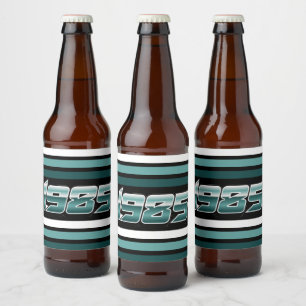 Étiquette Pour Bouteilles De Bière turquoise de bande rétro 1985