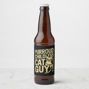 Étiquette Pour Bouteilles De Bière Type sans enfants et propriétaire de chat Purroud 