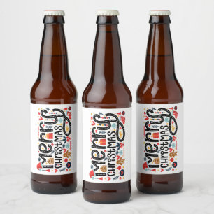 Étiquette Pour Bouteilles De Bière Typographe de Merry Christmas