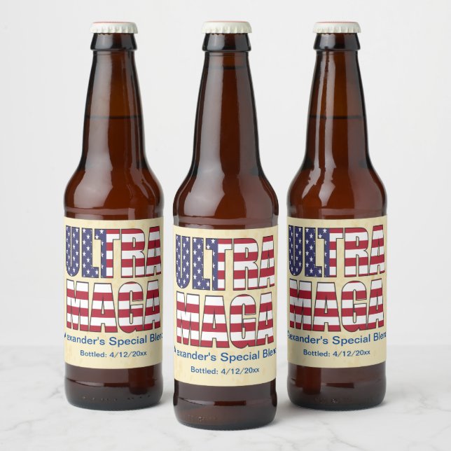 Étiquette Pour Bouteilles De Bière Ultra MAGA Trump Supporter 🚗 Great USA (Bouteilles)