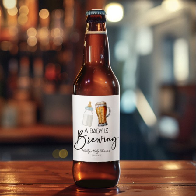 Étiquette Pour Bouteilles De Bière Un Bébé Brasse Une Bouteille Baby shower De Verre  (Créateur téléchargé)