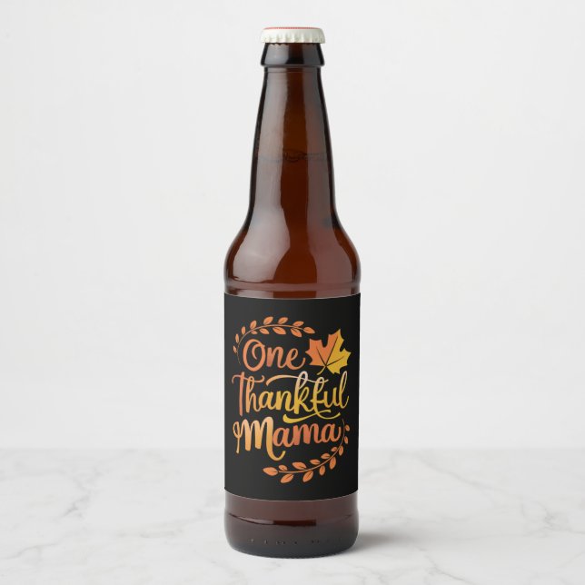 Étiquette Pour Bouteilles De Bière Une Maman Gentille Chute Thanksgiving Automne (Devant)