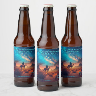 Étiquette Pour Bouteilles De Bière Veille de cow-boy du désert personnalisée détaillé