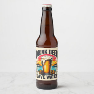 Étiquette Pour Bouteilles De Bière Verre à bière vintage amusant au coucher du soleil