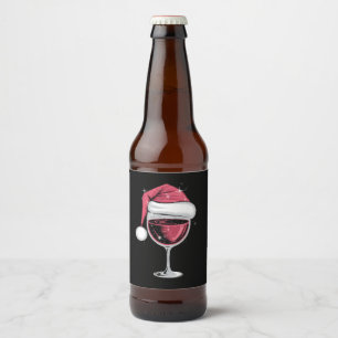 Étiquette Pour Bouteilles De Bière Verre à vin rouge Noël drôle de Noël Xmas