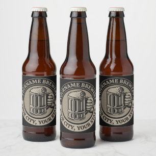 Étiquette Pour Bouteilles De Bière Verre géant de brasserie personnalisée NOM