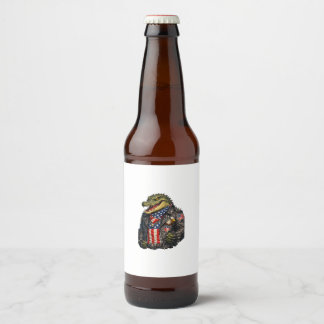 Étiquette Pour Bouteilles De Bière Veste en cuir de motard alligator patriotique féro