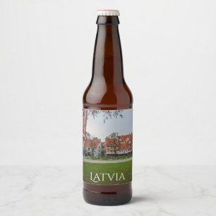 Étiquette Pour Bouteilles De Bière Vieille ville de Riga en automne