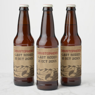 Étiquette Pour Bouteilles De Bière Vintage Dernier Rodéo Rustique Cow-boy Enterrement
