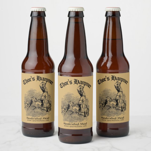 Étiquette Pour Bouteilles De Bière Vintage médiéval Viking Thor Modèle (Bouteilles)