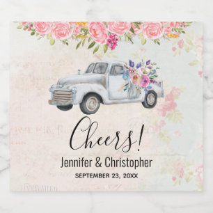 Étiquette Pour Bouteilles De Bière Vintage Pickup Truck Russe Mariage aquarelle