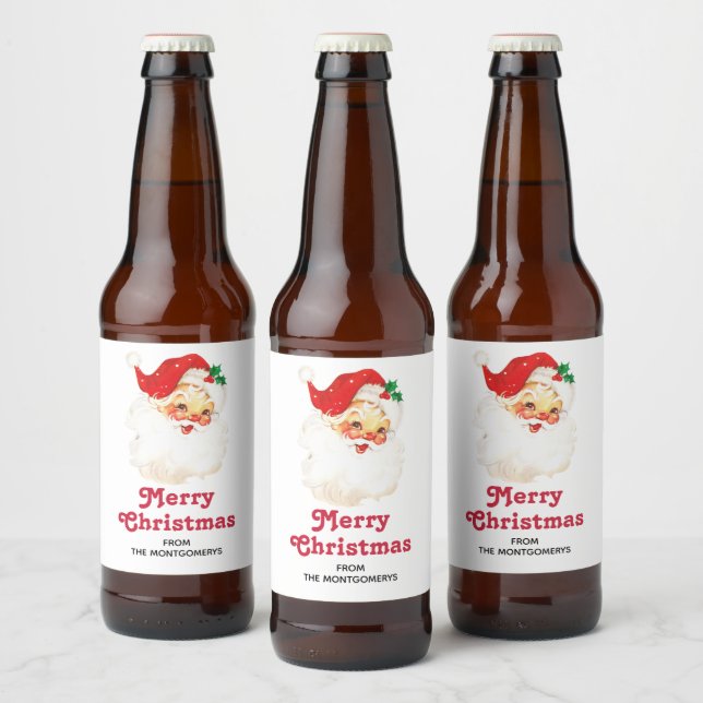 Étiquette Pour Bouteilles De Bière Vintage Retro Jolly Vieux Noël du Père Noël (Bouteilles)