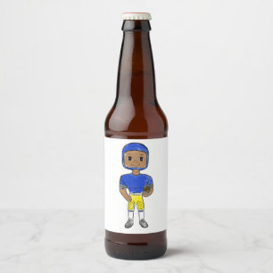 Étiquette Pour Bouteilles De Bière vintage retro joueur de football bleu jaune simple