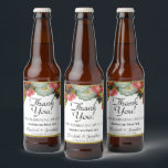 Étiquette Pour Bouteilles De Bière Vintage Rustic Automne Floral Mariage Merci<br><div class="desc">Ces étiquettes de bouteilles de bière sont parfaits pour votre réception de mariage pour remercier la famille, les invités spéciaux ou les membres de votre fête de mariage. Elles présentent une abondance de roses victoriens vintages et d'autres fleurs rustiques aux couleurs de l'automne, dont le rouge, le corail, l'orange, l'or...</div>