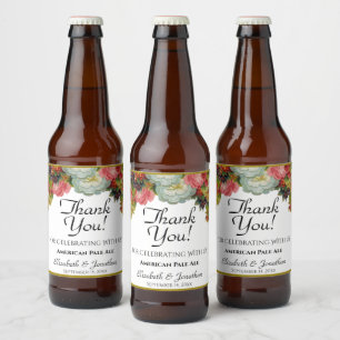 Étiquette Pour Bouteilles De Bière Vintage Rustic Automne Floral Mariage Merci