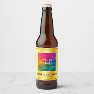Étiquette Pour Bouteilles De Bière Votre image ou logo ici Moderne Faux Or Modèle