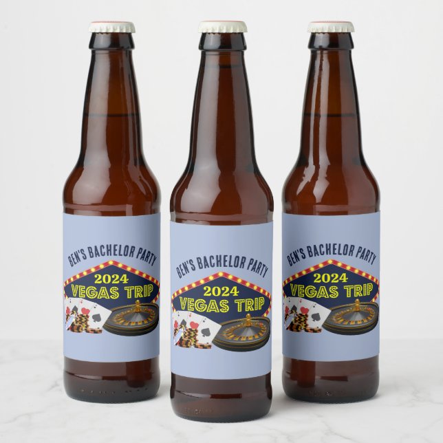 Étiquette Pour Bouteilles De Bière Voyage de Bachelor Party personnalisable à Las Veg (Bouteilles)