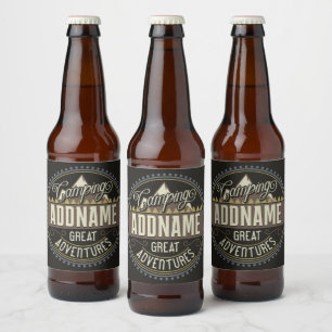 Étiquette Pour Bouteilles De Bière Voyage de camping familial personnalisé ADD NAME R