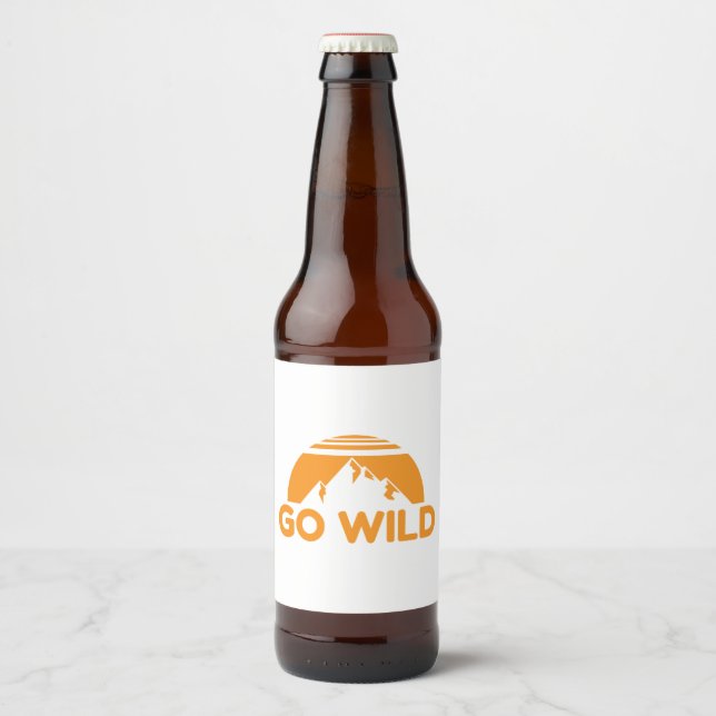 Étiquette Pour Bouteilles De Bière Wilderness Go Wild Mountain Nature Idée cadeau (Devant)