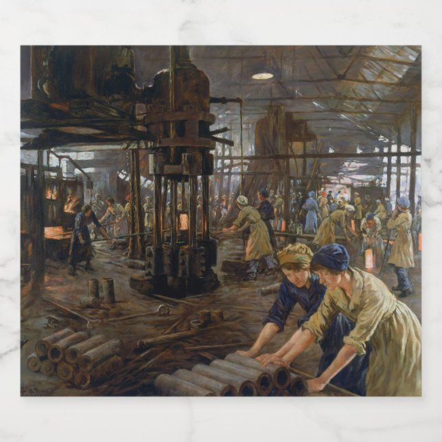 Étiquette Pour Bouteilles De Bière WW1 1918 Les femmes qui travaillent dans une usine (Étiquettes simples)