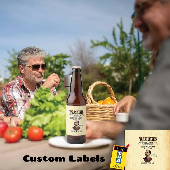 Étiquette Pour Bouteilles De Bière Wyatt Earp ⚖️ Lawman Marshall Old Tombstone (Créateur téléchargé)