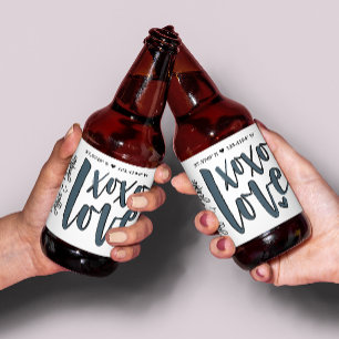 Étiquette Pour Bouteilles De Bière XOXO amour Coordonner la typographie