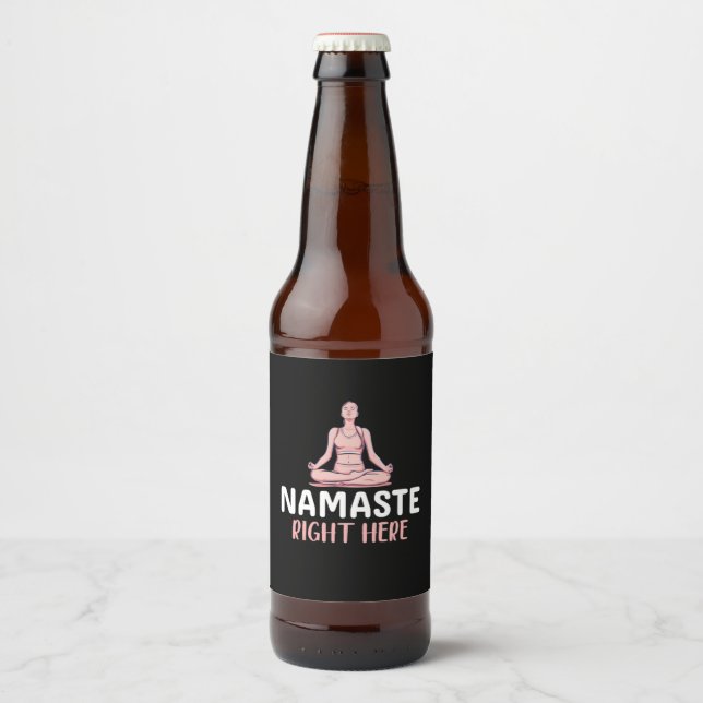 Étiquette Pour Bouteilles De Bière Yoga Lover | Yoga Namaste ici (Devant)