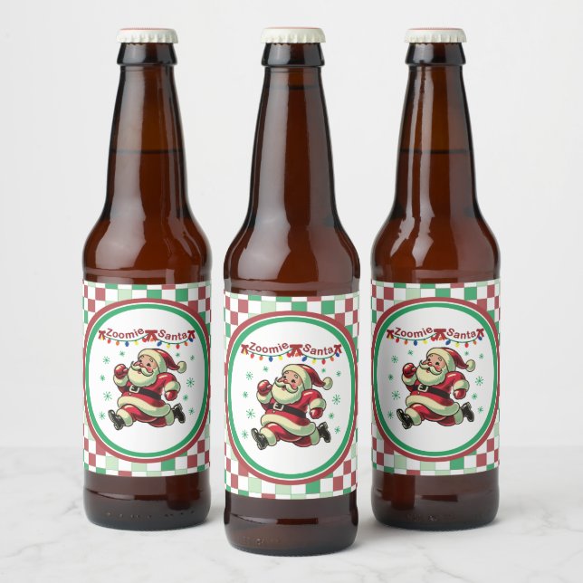 Étiquette Pour Bouteilles De Bière Zoomie Santa Christmas (Bouteilles)