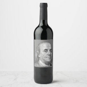 Étiquette Pour Bouteilles De Vin 100 dollars, Benjamin Franklin