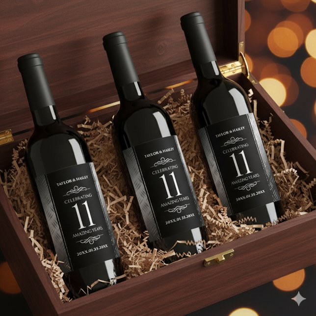 Étiquette Pour Bouteilles De Vin 11ème anniversaire de Mariage en acier (11th Steel Wedding Anniversary Wine/Liquor Drink Labels Cover Photo)