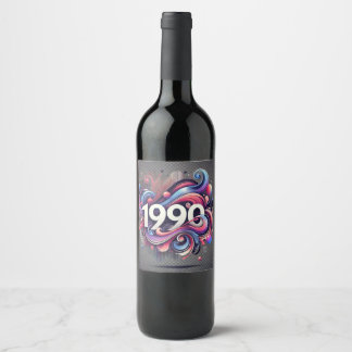 Étiquette Pour Bouteilles De Vin 1990 : Une vision rétro-futuriste (ensemble de Éti