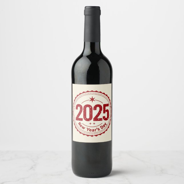 Étiquette Pour Bouteilles De Vin 2025 New Year's Day Wine Label (Devant)