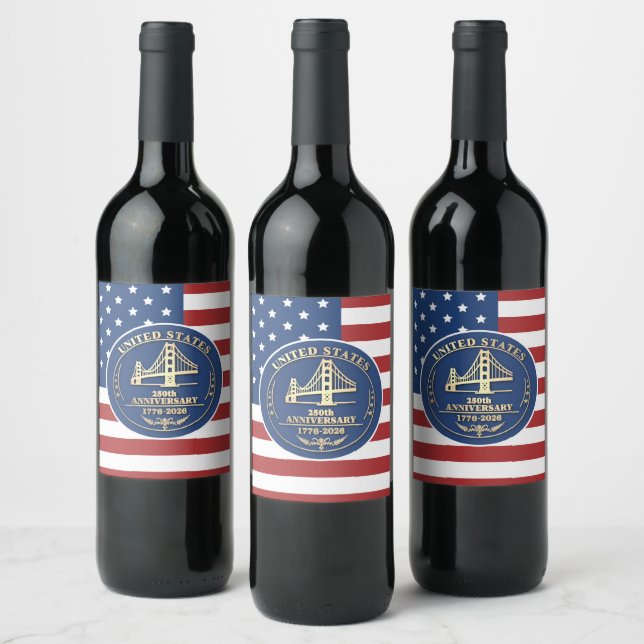 Étiquette Pour Bouteilles De Vin 2026 USA 250 Years - Golden Gate - Commemorative (Bouteilles)