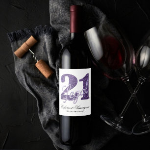 Étiquette Pour Bouteilles De Vin 21 et juridique Purple Faux Parties scintillant