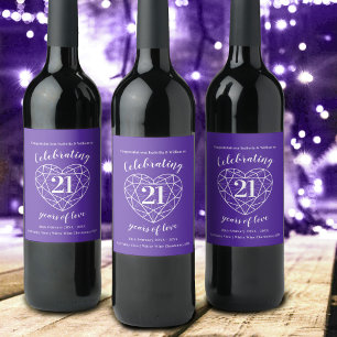 Étiquette Pour Bouteilles De Vin 21e anniversaire du mariage pierre angulaire de l'