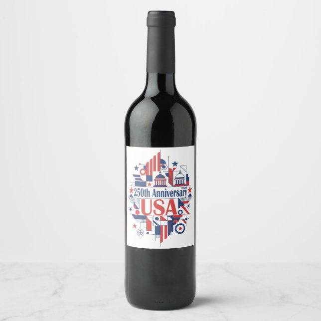 Étiquette Pour Bouteilles De Vin 250e anniversaire de l'Amérique (Devant)