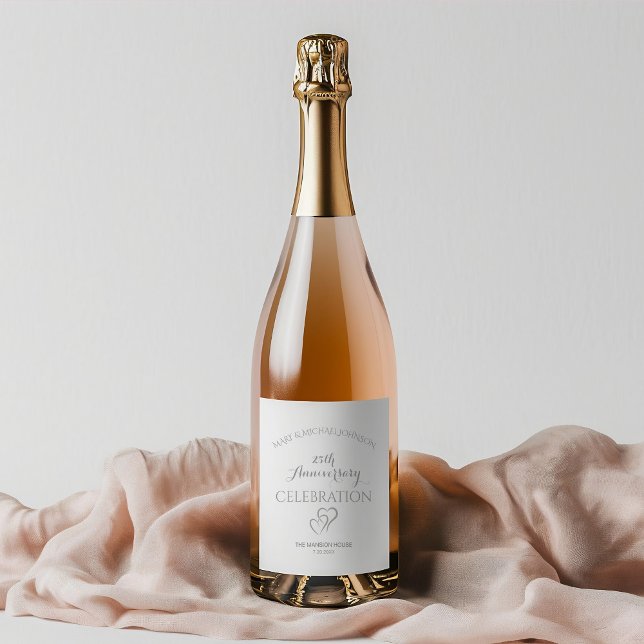 Étiquette Pour Bouteilles De Vin 25e anniversaire d'argent (Créateur téléchargé)