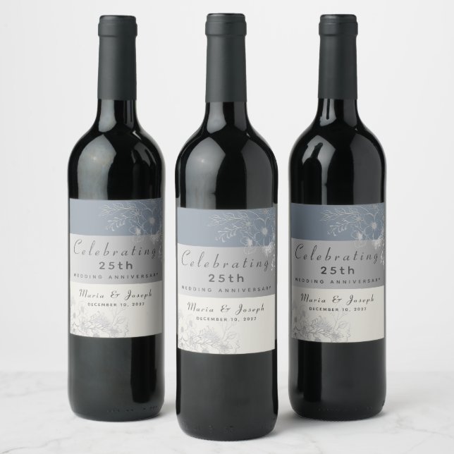 Étiquette Pour Bouteilles De Vin 25e anniversaire de mariage (Bouteilles)